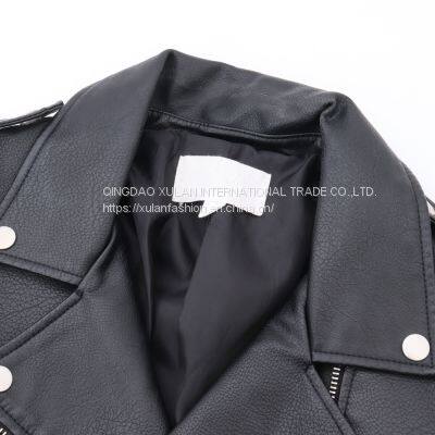 HOT SALE 2021 NEW ARRIVAL LADIES'FAUX LEATHER MOTORCYCLE JACKET photo-3