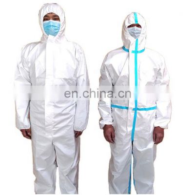 Disposable Protective Clothing with Hood PP Suit Elastic Cuffs Front Zipper Closure