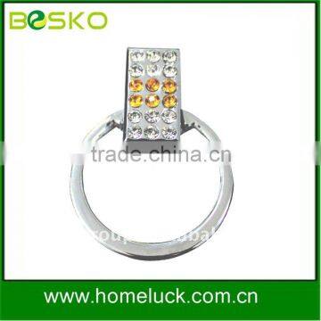 Crystal round knob and ring handle
