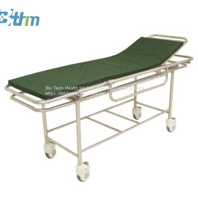 Stainless steel four wheeler stretcher cart    Stretcher Trolley    Stainless Steel Trolley  Emergenc Trolley Manufacturers