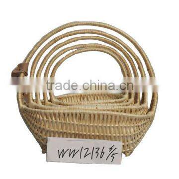 Shallow White Wicker Basket