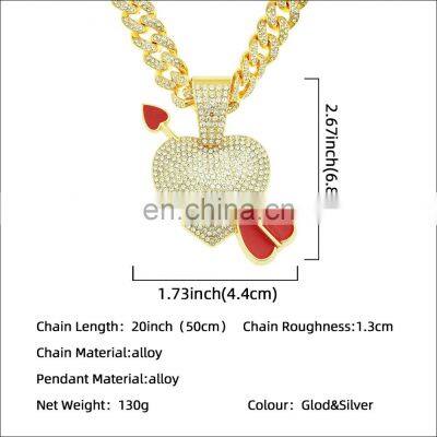 2021 Gold Plated I Love You 100 Languages Projection Crystal Heart Romantic Jewelry Chain Pendant Necklace for Women Gift