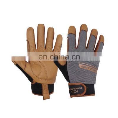 HANDLANDY Genuine Cowhide Mountain Biking Gloves Leather Rigger Gloves Logistic Warehouse Driving Hand Gloves Mechanical