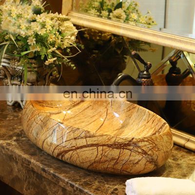 Luxury handmade oval shaped marble bathroom wash basin for decoration