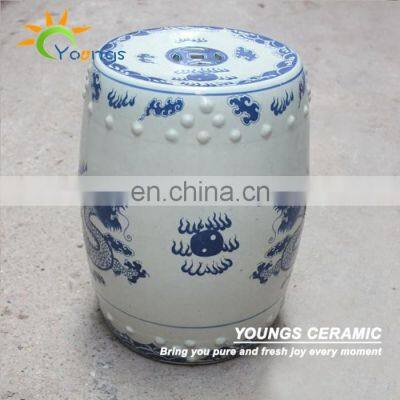 Chinese Antique Furniture Blue and White Painted Dragon Ceramic Stool photo-2