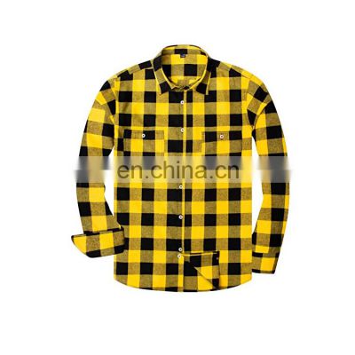 high quality Men blank custom color flannel shirts men plaid casual long sleeve shirts