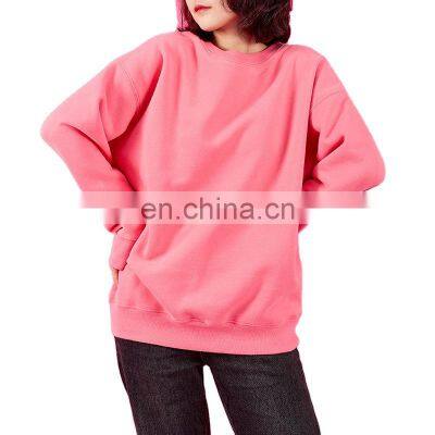 2021 autumn and winter new warm Korean round neck solid color plus velvet thick women's loose pullover sweater