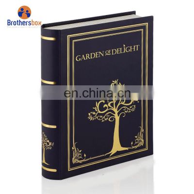 Handmade black magnetic cardboard book packaging box custom book shape paper gift box