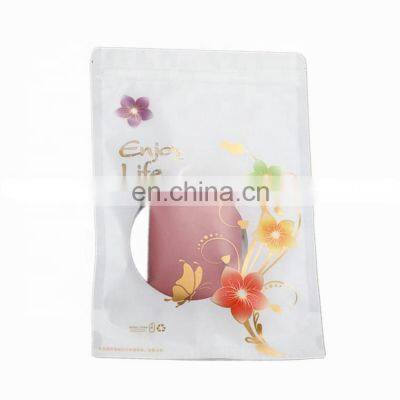 Custom Printed Laminated BOPP Stand up Pouch Ziplock Plastic Packaging Bag with Clear Window for Snack Nuts Candy