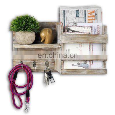 Wall Mount Entryway Mail Envelope Organizer Key Holder Hooks Leash Hanging Coat Rack Letter