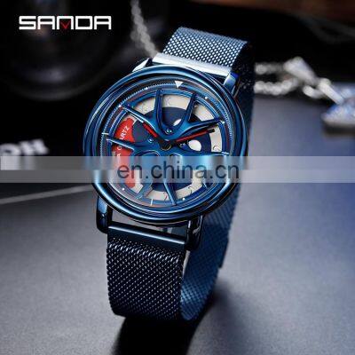 SANDA 1025 Luxury Special Rotating Men Watches Stainless Steel Japan Quartz Watch Male Business Wristwatch photo-3