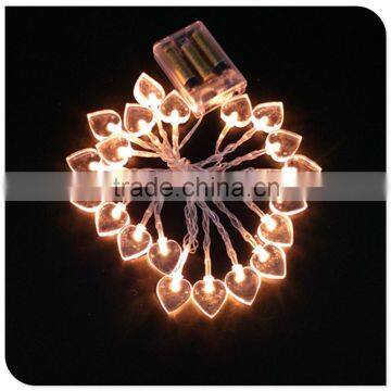 20LED christmas lighting chain battery operated powered with heart decorative