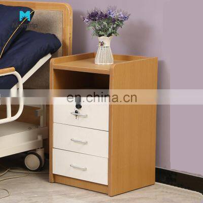 Multicolor Three Drawers with Handles Hospital Furniture High Quality Plank Material Bedside Cabinet for Clinic and Hospital Use