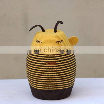 Hot Sale Bee toy basket for kids, Animal themed toy basket made with cotton rope Vietnam Supplier