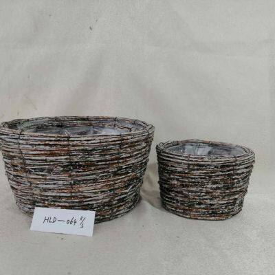 Grey Painted Large Basket Planter Wicker Wall Baskets