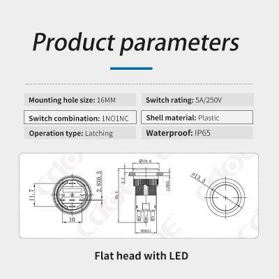 Ip67 16mm Plastic Red 24v 1NO1NC Led Push Button Switch Momentary Special for Medical Treatment photo-3
