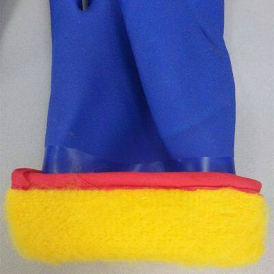 Anti slip oil acid resistant waterproof keep warm winter working blue pvc oil gloves industrial