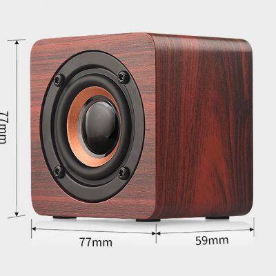 Mini Bamboo Wooden Speaker Square Wireless Rechargeable bt Bluetooth Speaker Smart Phone Compatible Stereo Speaker photo-6