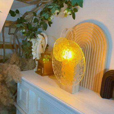 Rotating Light and Shadow Atmosphere Table Lamp Romantic Bedroom Water Ripple Sunset Lamp Wooden Table Lamp photo-5