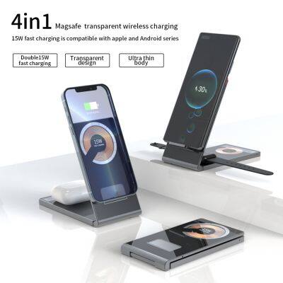 Trending Products New Arrivals Transparent Fast Charger Wireless Magnetic Wireless Charger 3 In 1 For Iphone 14 Pro Max