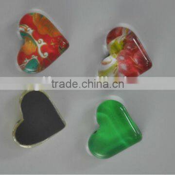 heart shape glass fridge magnet, crystal magnetic sticker small heart