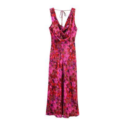 2025 New Fashion Elegant Women's Dress With Floral Print Midi Dress photo-3