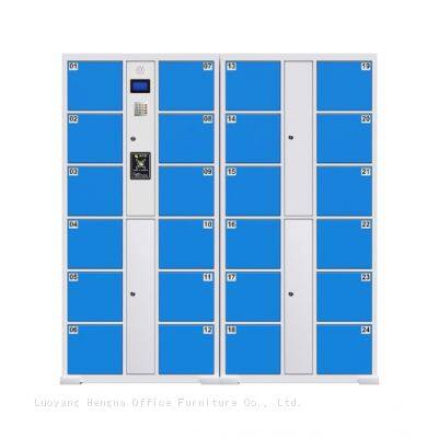 Digital Barcode Storage Locker – 12/24 Compartment Steel Public Locker With LCD Screen for Retail & Commercial Use-HNJUNTUO