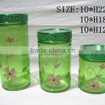 Hand-painted glass jar H1156-A