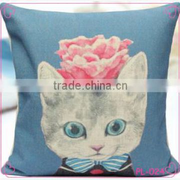 2015 hot sale cat printing cushion,lovely cat art style pillow,couple pillow