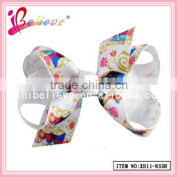 Kids hair ribbon bow hair clip frozen pattern,wholesale frozen hair accessories