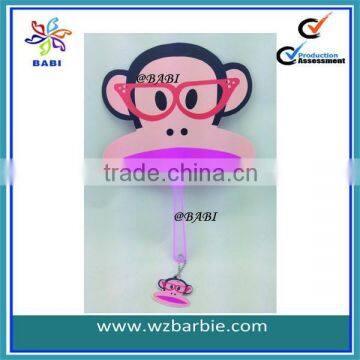 cartoon animal design monkey plastic hand held fan for kids