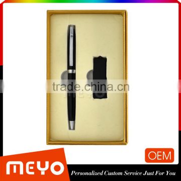 Business copper black ball pen and flash stick gift set