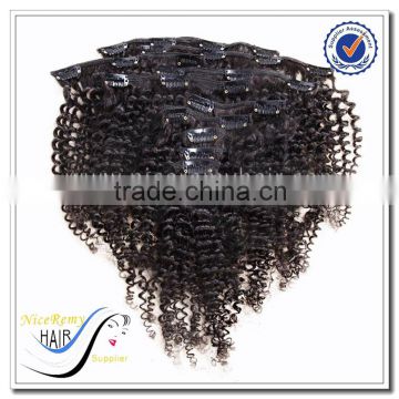 Hot selling 100% human hair afro kinky curly clip in hair extension brazilian deep wave hair