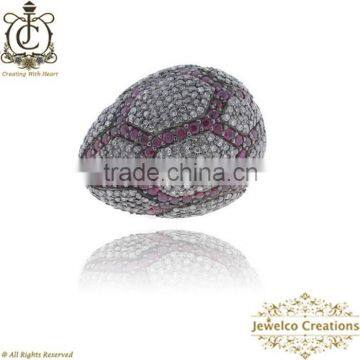 Pave Diamond Finding, Diamond Gemstone Bead Finding, Ruby Gemstone Finding, 925 Silver Finding, Gemstone Finding Wholesaler