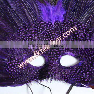 Natural Craft Purple Spot Feather Mask Halloween Decorations photo-4