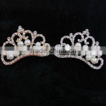 Hot-sale Clear Rhiestones Buttons Silver and gold Plated Alloy Crown Cross Crystal Buttons with Flat Back for Craft JA-2