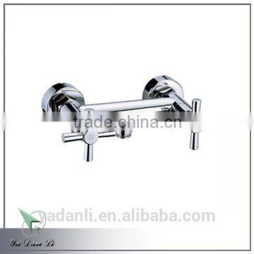 Polished Chrome Wall Mounted Cross Pattern Dual Handle Shower Mixer 8850 photo-2