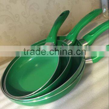 Aluminum Nonstick Pressed /Forged Green Ceramic Coating Colored Frying Pan Pizza Pan Egg Pan photo-2