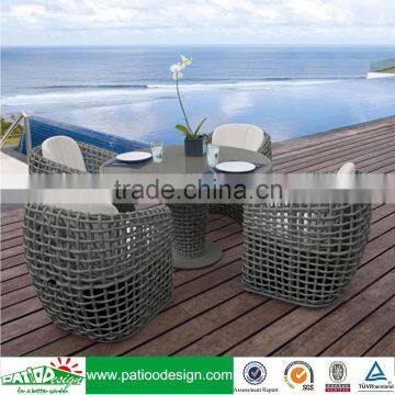 Garden rattan furniture elegant chaise dining round table set