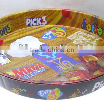 round fruit tin tray