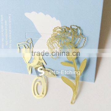 Custom metal plate etching rose bookmark for books                        
                                                Quality Choice