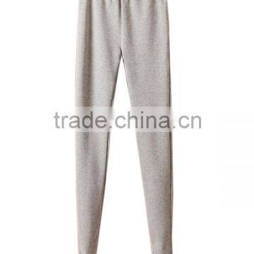 Basic Style Elastic Waist Woman Soft Cotton Light Grey Leggings