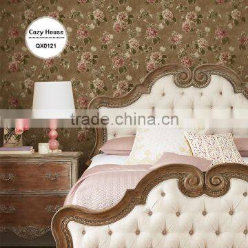 stocklot foil gold golden foil wallpaper, brown korean bold floral wall paper for office , nice wallcovering sample