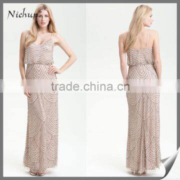 New Arrival Elegant Women Beaded Design Evening Dresses 2015