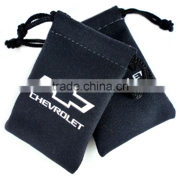 Luxury portable velvet pouch with rope/ drawstring jewelry pouch with logo