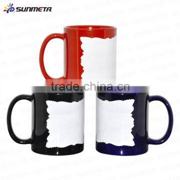 Sunmeta logo customerized dye sublimation mugs wholesale irregular edge patch colorful mug SKB07                        
                                                Quality Choice