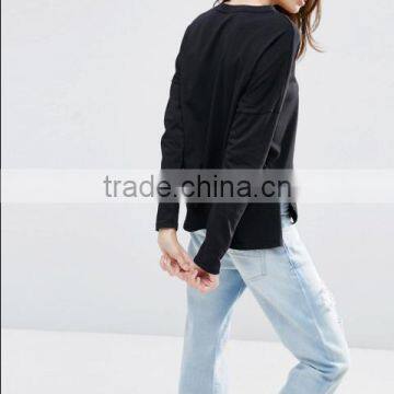 OEM Women's New Long Sleeve Top With Side Splits T-Shirts Nightshirts