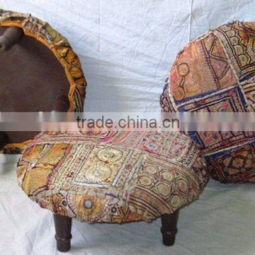 Decorative fabric wooden ottoman