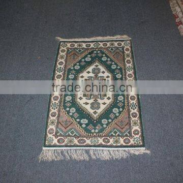 white green prayer silk rug handmade pure silk rug