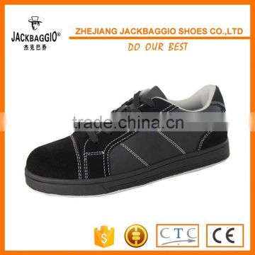 Black cheap steel toe protection S1P industrial leather safety shoe